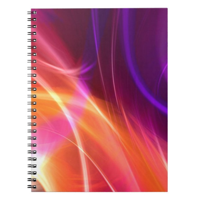 Caderno Espiral Ondas Dinâmicas Púrpuras e Rosa (Frente)