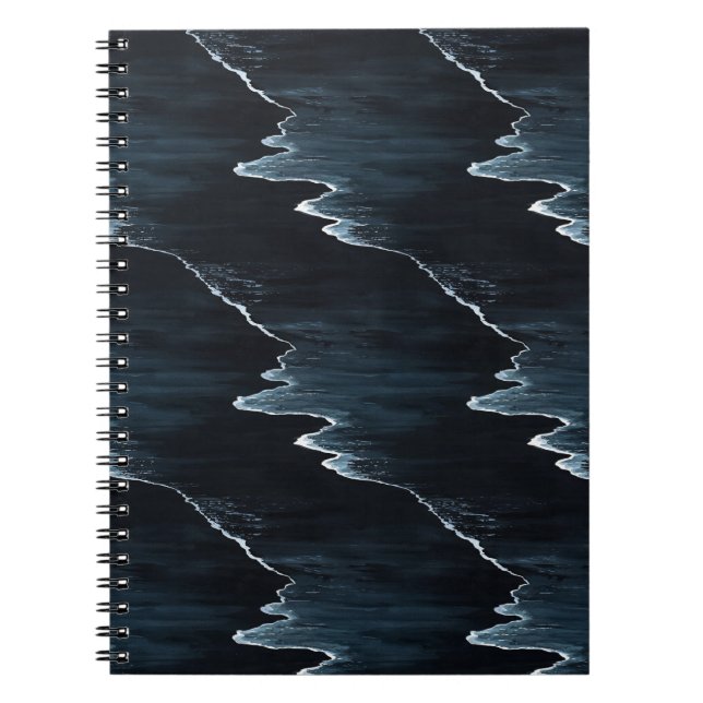 Caderno Espiral Ondas do Oceano Praia Noite (Frente)
