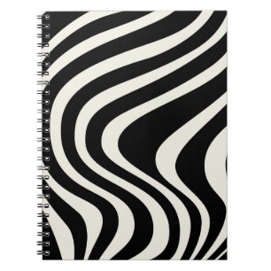 Caderno Espiral Ondas estilo retro preto e branco
