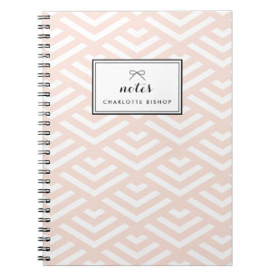 Caderno Espiral Ondas Geométricas de Blush Personalizadas