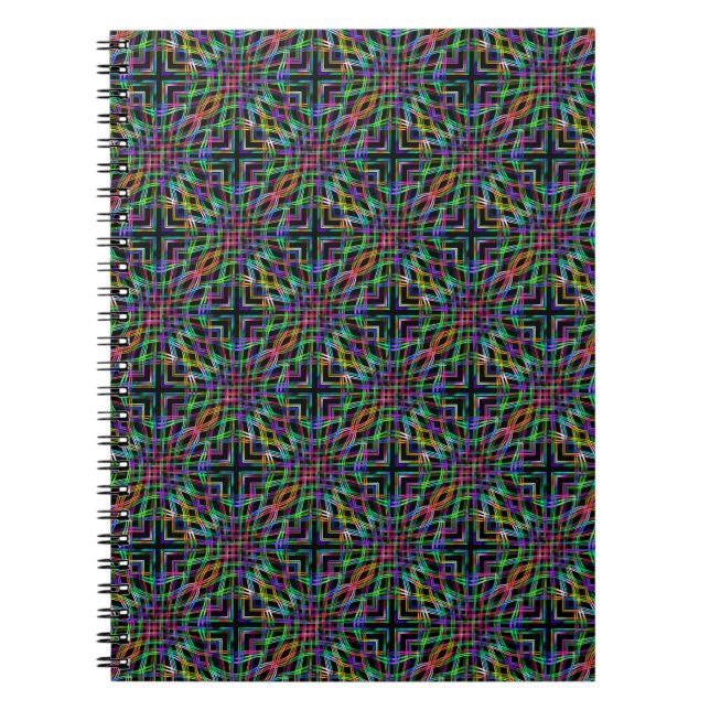 Caderno Espiral ondas hipnotizantes do notebook colorido (Frente)