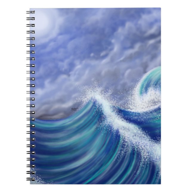Caderno Espiral Ondas iluminadas pela lua (Frente)