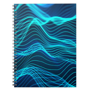 Caderno Espiral Ondas neon de numerosas linhas de abstrato e linha