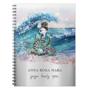 Caderno Espiral *~*  Ondas Ornamentadas de Praia Sereia Oceano AR7