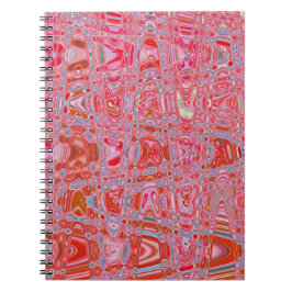 Caderno Espiral Ondas Zigzag Retro Rosa e Vermelho Abstratas Legai