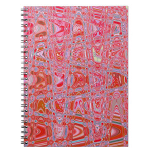 Caderno Espiral Ondas Zigzag Retro Rosa e Vermelho Abstratas Legai