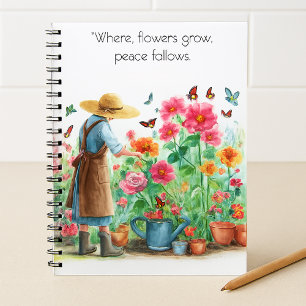 Caderno Espiral Onde as Flores Crescem a Paz Segue Inspirador