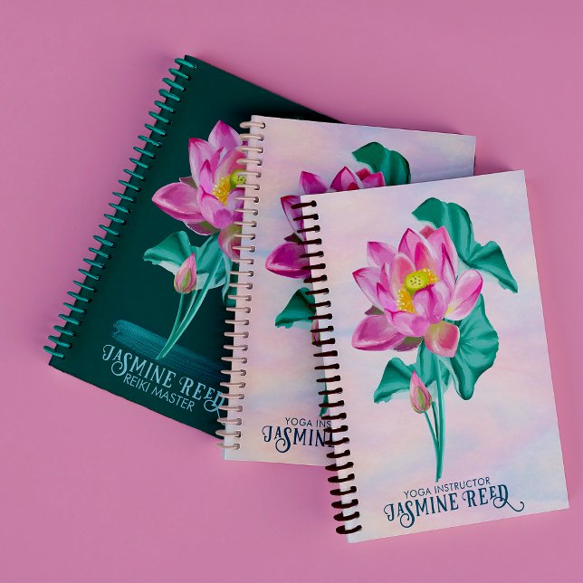 Caderno Espiral Opal Serene Pink Blossom | Conselheiro Freelance (Opal background and delicate lotus flower for this notebook! Perfect for a yoga instructor!)