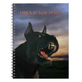 Caderno Espiral Open If You Dare. Big, black dog