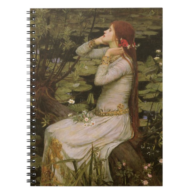 Caderno Espiral Ophelia de Pond por John William Waterhouse (Frente)