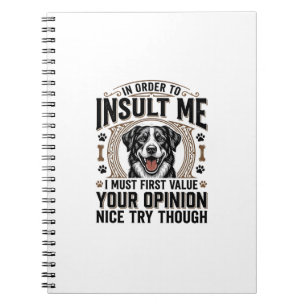 Caderno Espiral Opinião de cachorro engraçado design de camiseta v