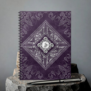 Caderno Espiral Opulsão do ornamentado   Tornozelo púrpura e prate