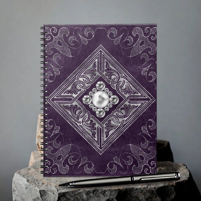 Caderno Espiral Opulsão do ornamentado | Tornozelo púrpura e prate (Criador carregado)