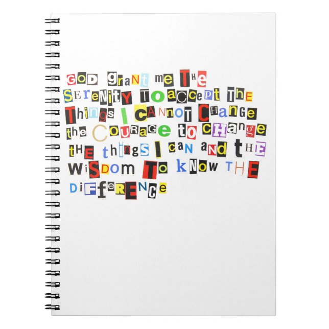 Caderno Espiral Oração da serenidade da nota de resgate (Frente)
