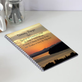 Caderno Espiral Oração da Serenidade Laranja Paisagem Marinha Pôr