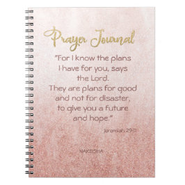 Caderno Espiral Oração Personalizada de rosa Dourada Mist Dourada