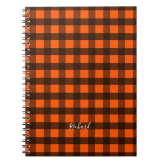 Caderno Espiral Orange and Black Checker