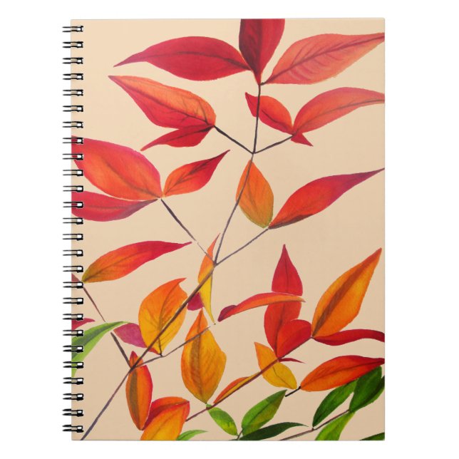 Caderno Espiral Orange Autumn deixa a arte original de aquarela (Frente)