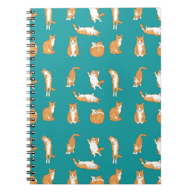 Caderno Espiral Orange Cats Engraçado (Frente)