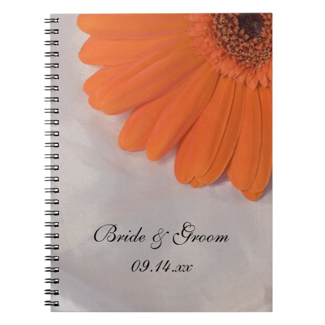 Caderno Espiral Orange Daisy e White Satin Wedding (Frente)