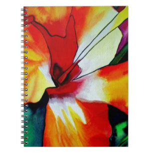 Caderno Espiral Orange Hibiscus flor tropical aquarela