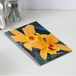 Caderno Espiral Orange Orchid Blooms Floral