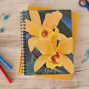 Caderno Espiral Orange Orchid Blooms Floral