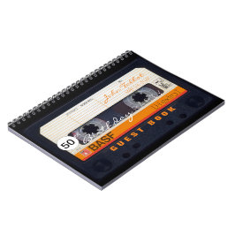 Caderno Espiral Orange Retro Audiotape 50º aniversário GuestBook N