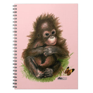 Caderno Espiral Orangutan Baby e Butterfly