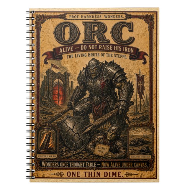 Caderno Espiral Orc, Monstro de Circo Antigo (Frente)