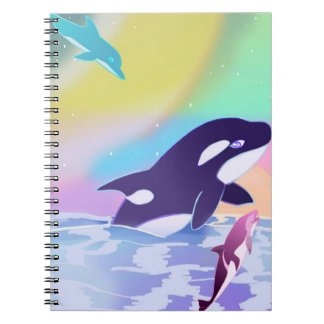 Caderno Espiral Orca Arco-íris e Golfinhos DCLHeart Volta às aulas