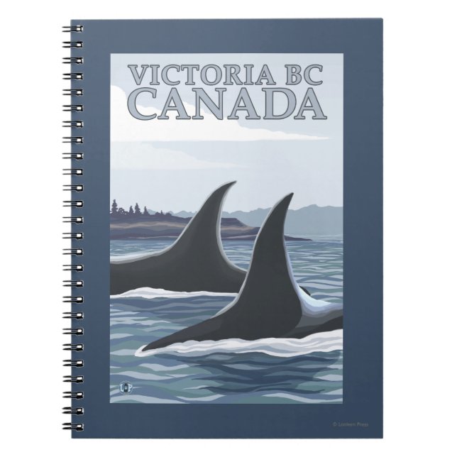 Caderno Espiral Orca Whales nº 1 - Victoria, BC Canadá (Frente)