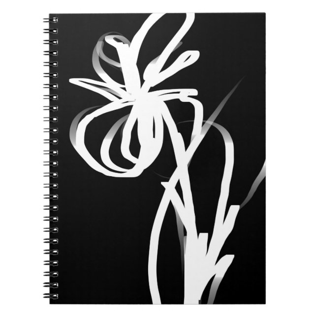 Caderno Espiral Orchid Noir: Abstrato preto e branco (Frente)