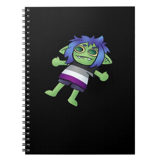 Caderno Espiral Orgulho Assexual Goblincore Goblin Clássico (Frente)
