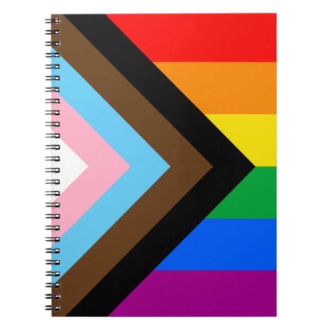 Caderno Espiral Orgulho de progresso LGBTQ+ (Frente)
