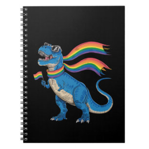 Caderno Espiral Orgulho gay Dino Trex Rainbow Flag Lgbt Ally