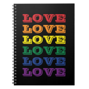 Caderno Espiral Orgulho gay LGBTQ Adoro Texto Repetido Personaliz