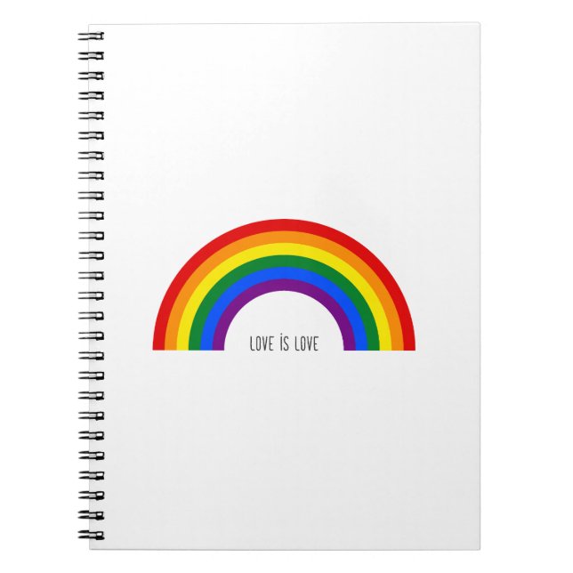 Caderno Espiral Orgulho gay Rainbow. Amor é Amor. (Frente)