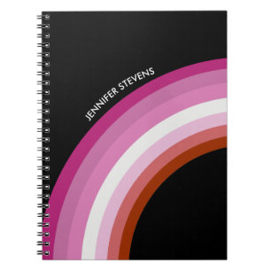 Caderno Espiral Orgulho Lésbico Arco-Íris Sinalizador Rosa Monog