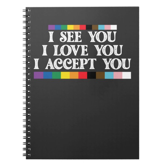 Caderno Espiral Orgulho LGBT Eu Vejo Amor Aceito Você Apoia (Frente)
