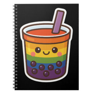 Caderno Espiral Orgulho LGBTQ+ do Rainbow Bubble Tea