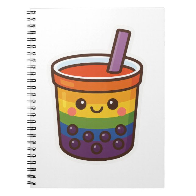Caderno Espiral Orgulho LGBTQ+ do Rainbow Bubble Tea (Frente)