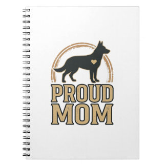 Caderno Espiral Orgulhosa Mãe Silhueta de Cachorro Design Vetorial