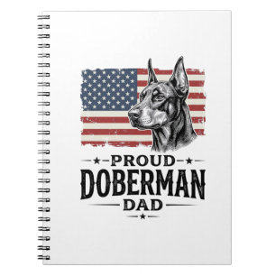 Caderno Espiral Orgulhoso Pai Doberman Bandeira Vintage Design Vet