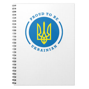 Caderno Espiral Orgulhoso ser sinal ucraniano com brasão