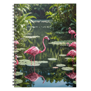 Caderno Espiral Origami Flamingo Rosa Volta às Aulas