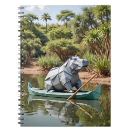 Caderno Espiral Origami Hippo On a Canoe