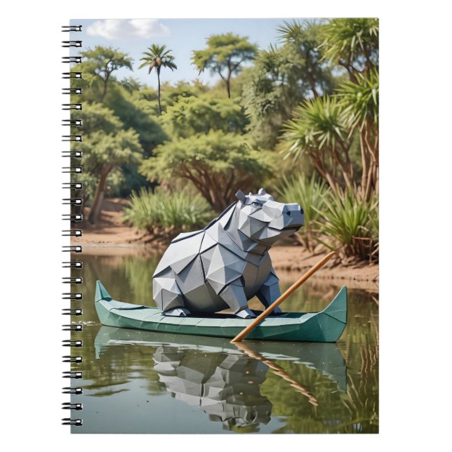 Caderno Espiral Origami Hippo On a Canoe (Frente)