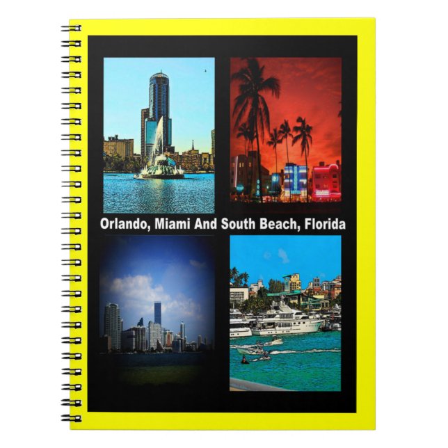 Caderno Espiral Orlando, Miami, South Beach Collage (Frente)