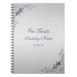 Caderno Espiral Ornamentado Roxo Roteiro Livro de Convidados